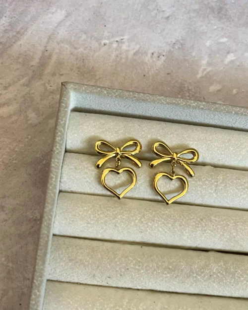 Bow Heart Earrings