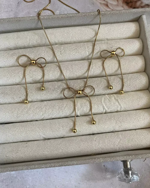 Golden Knots Necklace Earrings Set