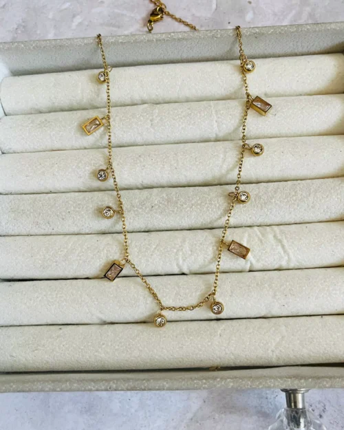 Inlaid Diamond Drape Necklace