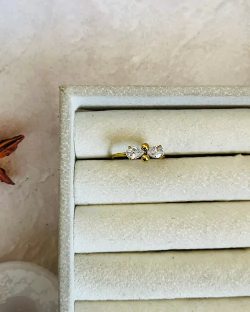 Duo Crystal Adjustable Ring