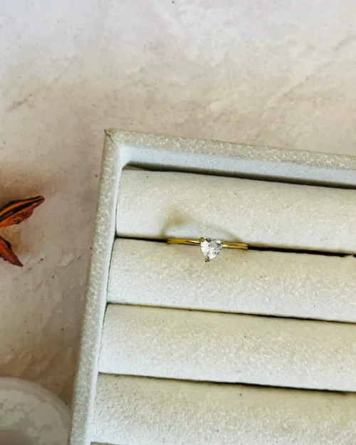 Mini Heart Adjustable Ring - White