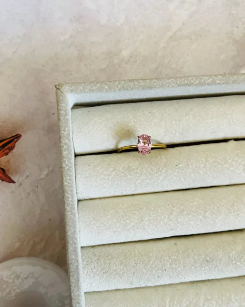 Oval Crystal Adjustable Ring