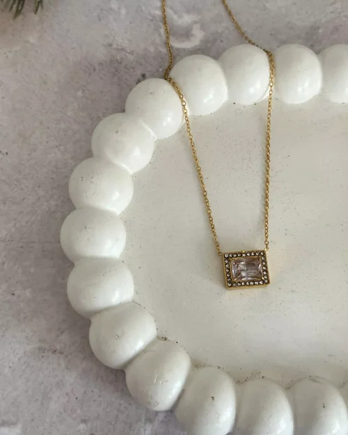 Cube Studded Crystal Necklace