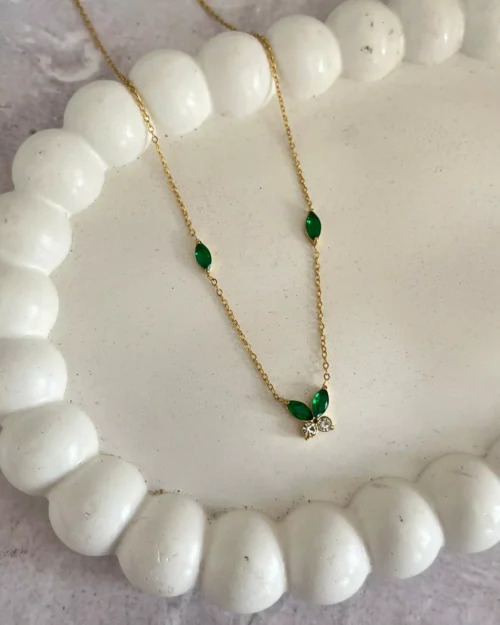 Emerald Crystal Butterfly Necklace