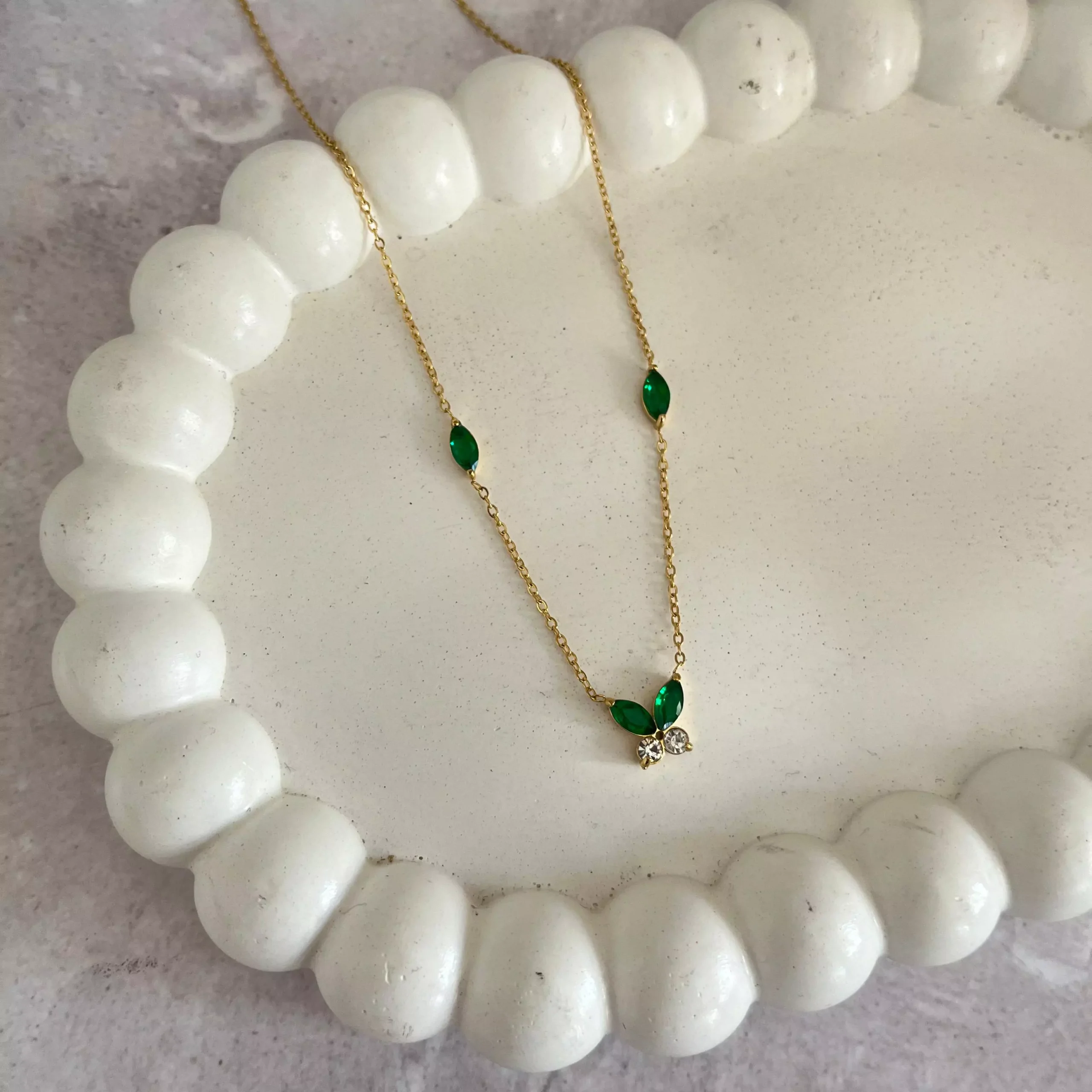 Emerald Crystal Butterfly Necklace